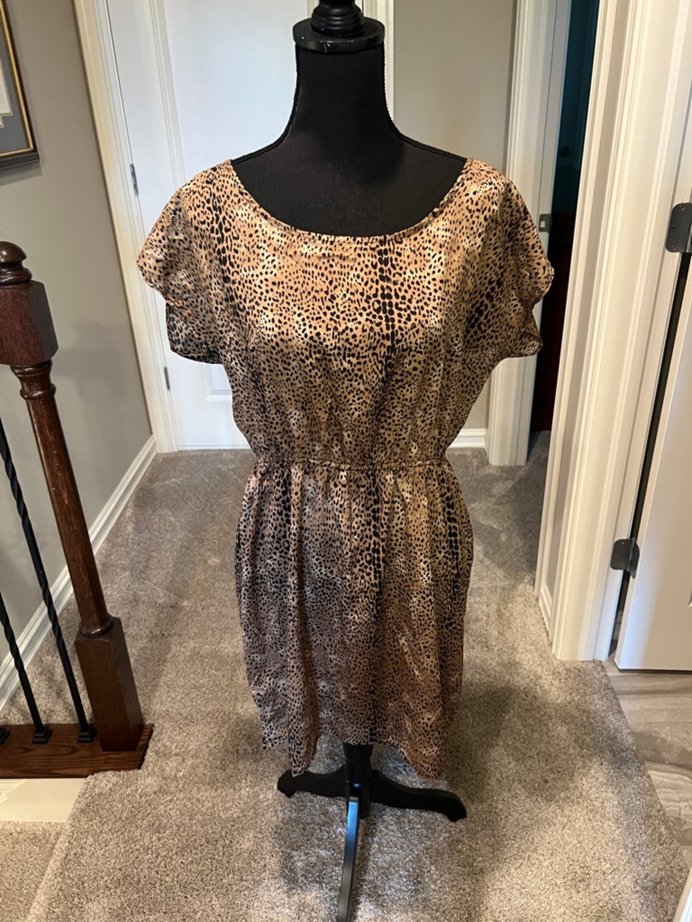 Soprano Leopard Print Mini Dress in Brown and Tan